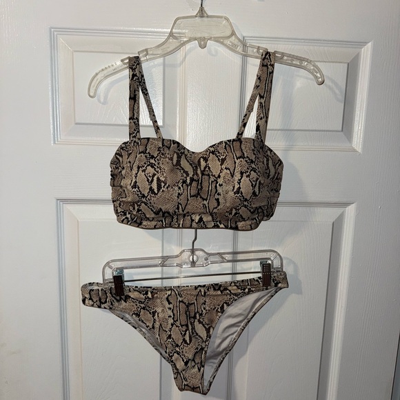 Shade & Shore Other - Shade & Shore Snake Print Balconette Bralette Mid Rise Bikini - 34DD Size M